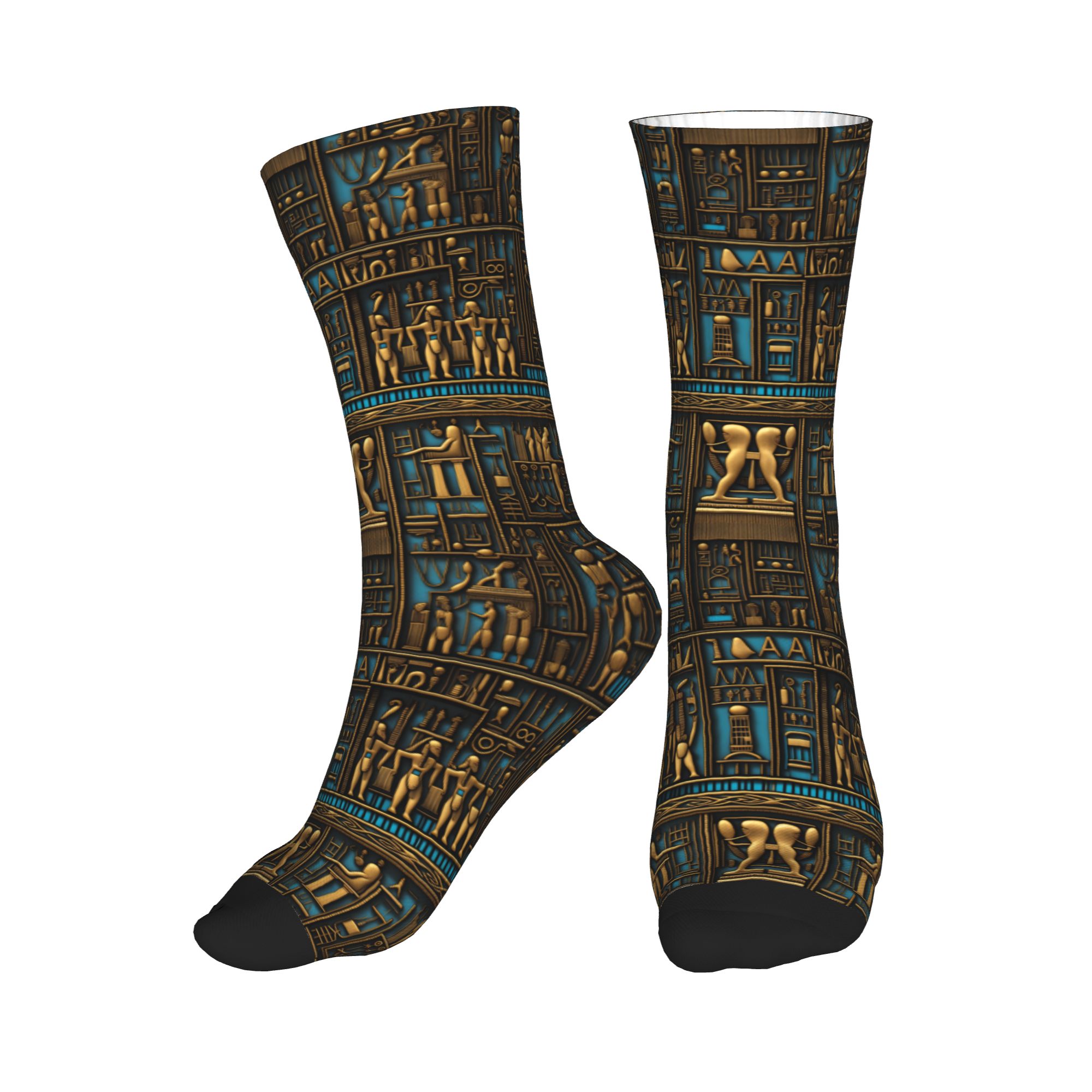 Dress Sock Men - Lustige Herren-Socken mit ägyptischen Hieroglyphen-Kunstmuster, Unisex,