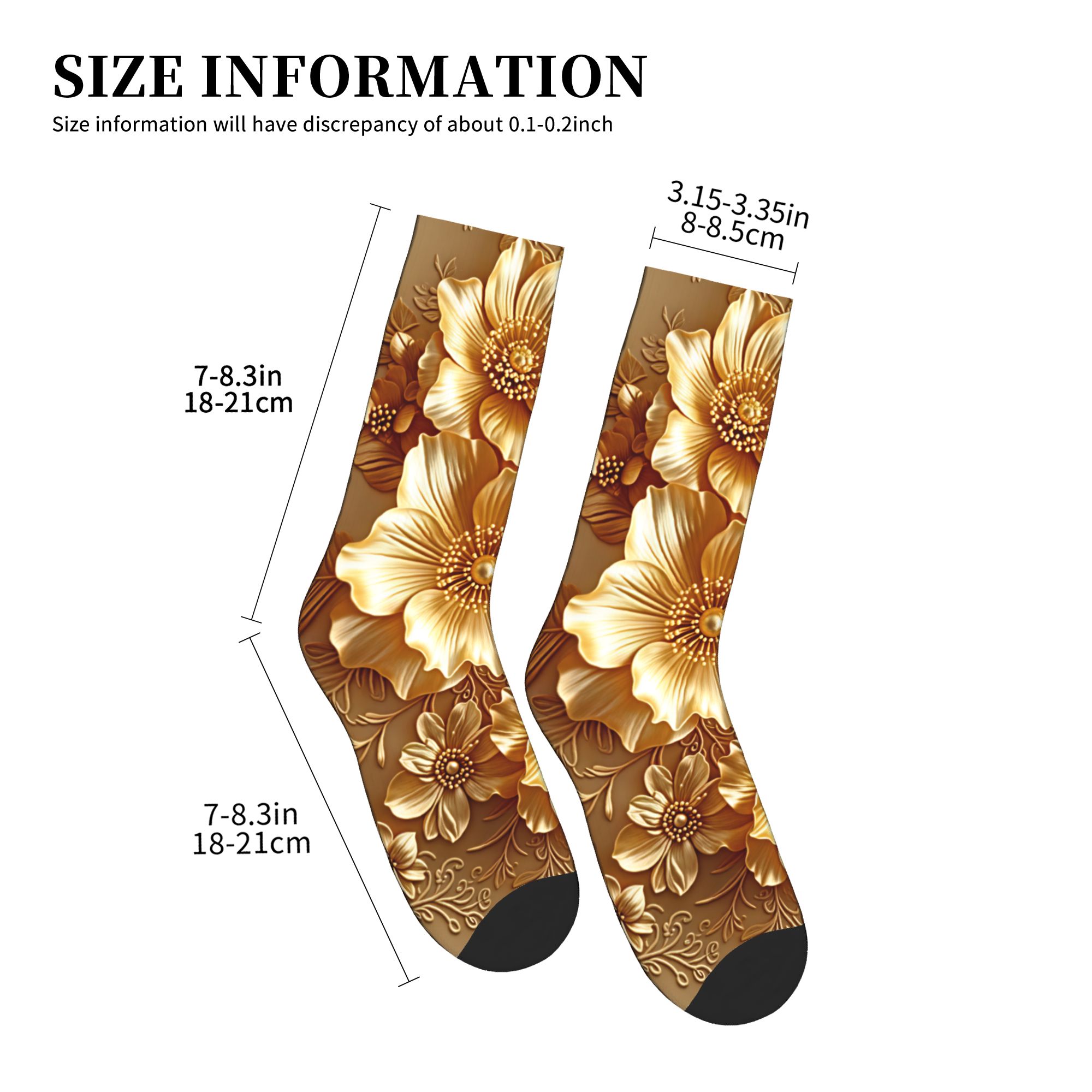 3D-geprägte goldene Blumenmust – Dress Sock Men Bewertung und Preis