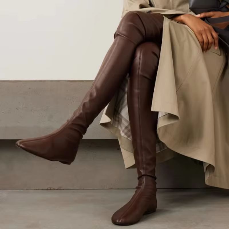 Braune Weiche Stretch-Kunstled – Boot Sock Slouchy Bewertung und Preis