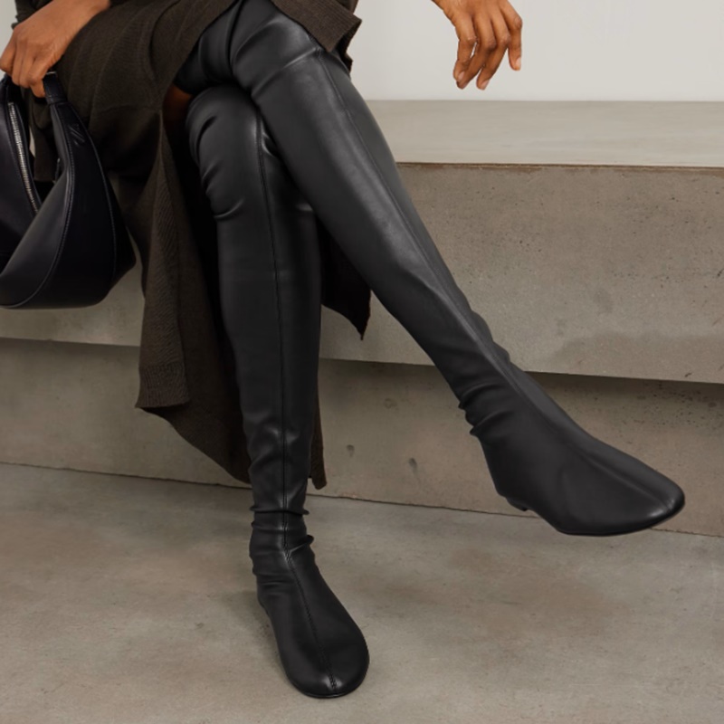 Braune Weiche Stretch-Kunstled – Boot Sock Slouchy Bewertung und Preis